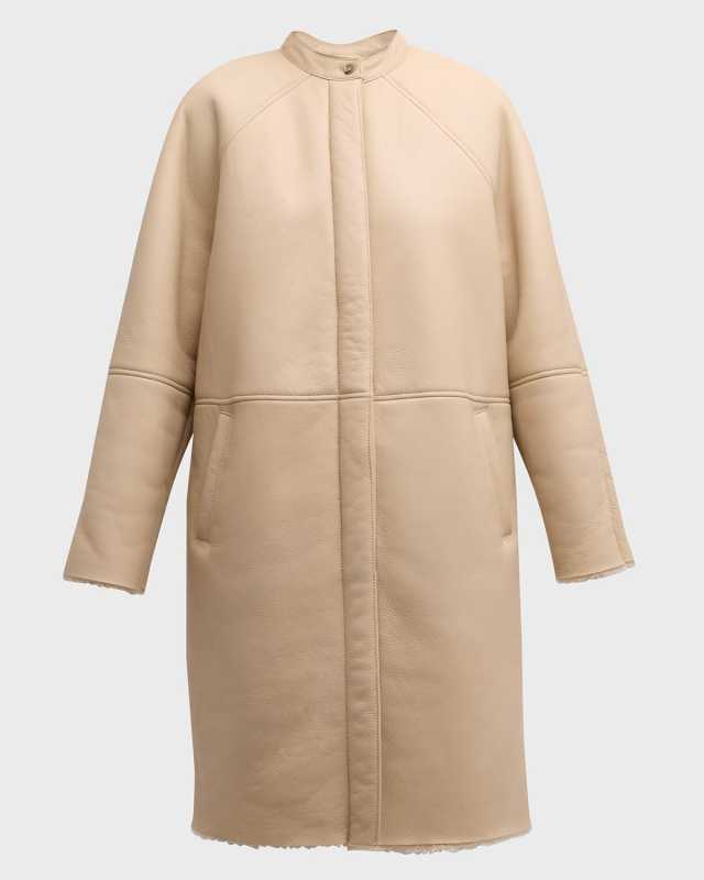 Alabat Leather Coat with Shearling Linin